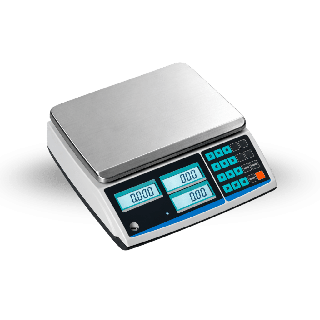 Bilancia elettronica Jolly peso prezzo importo con doppio display LCD retroilluminato e piatto in acciaio inox, ideale per negozi alimentari e mercati